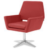 Modern Lyst Swivel Occasional Chair Soft Red Leatherette Upholstery Chrome Legs