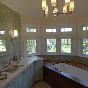 master bath with teak sauna - after