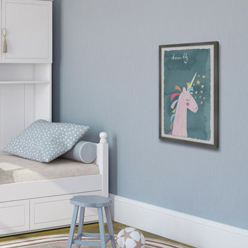 "Dream Big Unicorn" Framed Painting Print