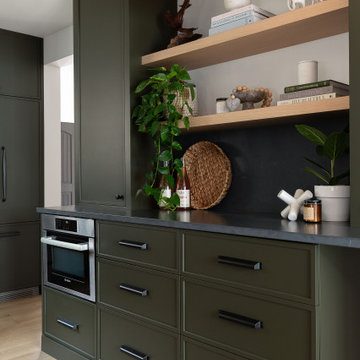 Organized Bliss with Painted Green Kitchen Cabinet Storage