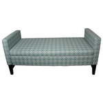 Ore International - 24"H Teal Geometric Storage Bench - 24"H Teal Geometric Storage Bench� Features comfortable padding with plush upholstery over sturdy frame.