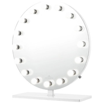 Monarch Plus Vanity Mirror, White, Led Globe Bulbs