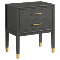 Bruno Night Stand, Dark Charcoal WithPower Port