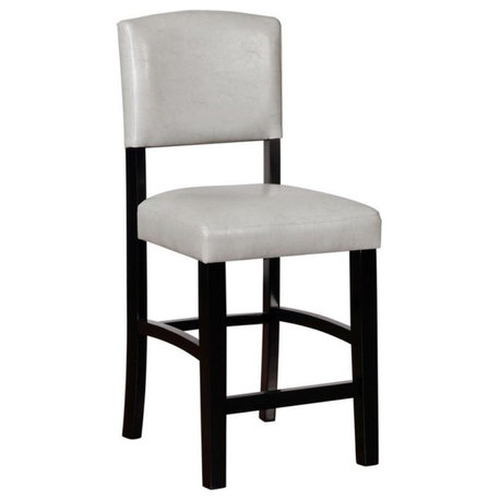 Linon Monaco Wood 24" Dove Gray Faux Leather Seat Counter Stool in Black Finish