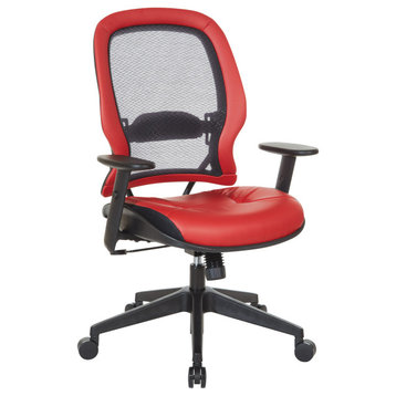 Dark Air Grid Back Managers Office Chair with Dillon Lipstick  Red Fabric Seat