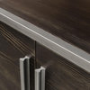 2-Door End Table in Dark Brown Veneer w/ Hand brushed Silver Metal Frame