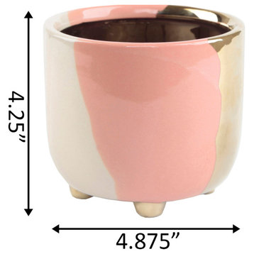4.8" 3-Tone Footed Ceramic Planter, Blush