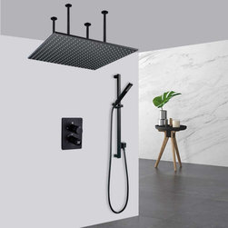 Remote Controlled Rainfall Led Shower System, Style 4- Touch Panel Light - Showerheads And Body Sprays