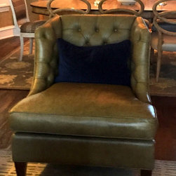 Jonathan Charles - Leather Wing Chair - Armchairs And Accent Chairs
