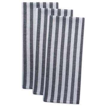 DII Black/White Stripe Dishtowel, Set of 3