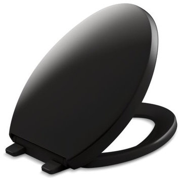 Kohler Reveal Quiet-Close w/ Grip-Tight Bumpers Elongated Toilet Seat, Black