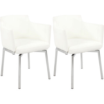 Club Style Swivel Arm Chair Kd 2 Per Box (Set of 2) - White