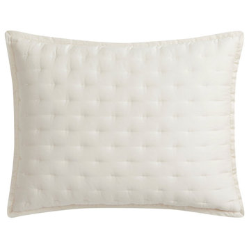 Lyocell Quilt Pillow Sham Set, 21"x34", Ivory, 2 Piece