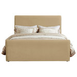 Meridian Furniture - Sloan Black Velvet Full Bed, Camel, Queen - Cuddle up and rest from the welcoming confines of this Sloan velvet bed. This stunningly beautiful bed is just the thing for a bedroom makeover that turns heads. The bed's headboard, footboard and sides are covered in the softest rich camel velvet for a striking look that is elegantly contemporary in your master bedroom suite or other space. The curved design of the headboard and footboard add visual interest, and the design features a sturdy frame for dependable use.