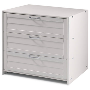 Louver Low Loft 3 Drawer Chest White