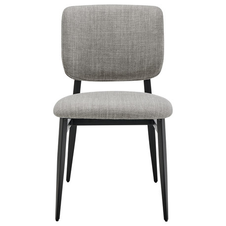 Felipe Side Chair, Linen Gray Fabric With Black Steel Legs Set of 1