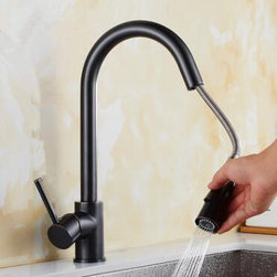Black Bronze Brass Kitchen Pull Down Faucet Rotatable Kitchen Sink Faucet TB168P - Kitchen Faucets