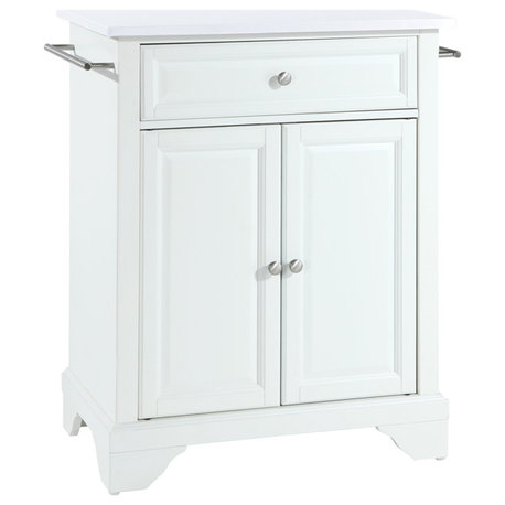 Lafayette Granite Top Portable Kitchen Island Cart, White/White