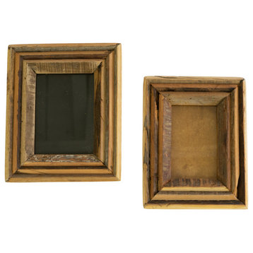 Set of Two Recycled Wood Photo Frames - Natural