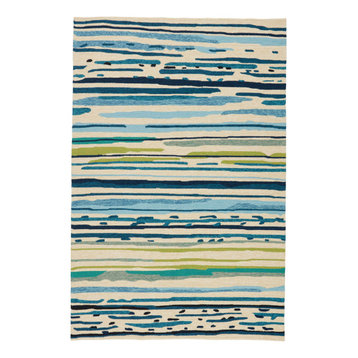 Jaipur Living Sketchy Lines Indoor/Outdoor Abstract Blue/Green Area Rug, 7'6"x9'