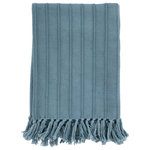 Kosas Home - Hendri 50"x70" Throw Blanket, Sea Blue - With its knotted tassels, this throw blanket adds texture and comfort to any setting. It's rich color complements any style while creating an inviting look in your home. Whether you're curling up for movie night or you need an extra layer of warmth as you read you favorite book, throw blankets are essentials to keep around.