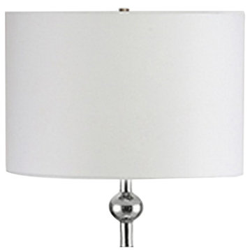 Floor Lamp With Metal Frame And Crystal Accent, White