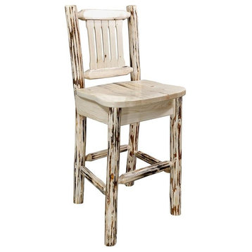 Montana Woodworks 30" Transitional Wood Barstool with Ergonomic Seat in Natural