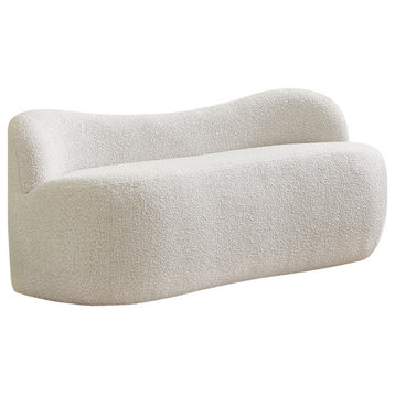 Flair Boucle Fabric Upholstered Bench, Cream