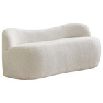 Meridian Furniture - Flair Boucle Fabric Upholstered Bench, Cream - Add a contemporary touch to your home with this Flair bench from Meridian Furniture. Its rich cream boucle fabric makes a stunning addition to any space. Its curved back provides support for your spine while its overall design creates a stunning accent piece for your modern home. With its ample footprint, this bench provides you with additional seating and is just the right size to fit any living space.