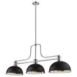 Z-LITE - Z-LITE 725-3CH-D12MB+CH 3 Light Chandelier - Z-LITE 725-3CH-D12MB+CH 3 Light ChandelierSleek finishes in matte black and chrome add contrast and sophistication to make this fixture a great choice for a transitional spot. Make this three-light pendant an artistic addition to a stylish custom space.Style: RestorationCollection: MelangeFrame Finish: ChromeFrame Material: SteelShade Finish/Color: Matte Black + ChromeShade Material: Metal + GlassDimension(in): 52(L) x 13.25(W) x 21(H)Chain Length: 5x12" + 1x6"+ 1x3"Cord/Wire Length: 110"Bulb: (3)100W Medium Base(Not Included),DimmableUL Classification/Application: ETL/CETL Certified/Dry