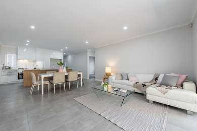 Design ideas for a modern living room in Perth.