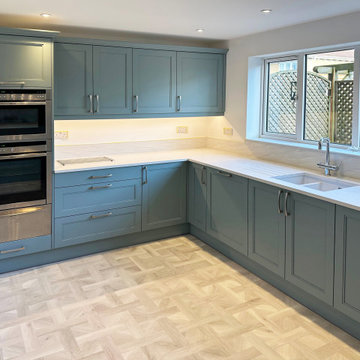 Blue-Green Shaker Kitchen in Thrapston