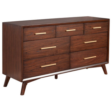 Alpine Furniture Gramercy 7 Drawer Wood Dresser in Walnut (Brown)