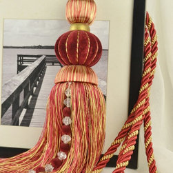 7 Colors QYM34 Polyester and Acrylic Curtain Tassel Tie Backs in Red Color - Window Treatment Accessories