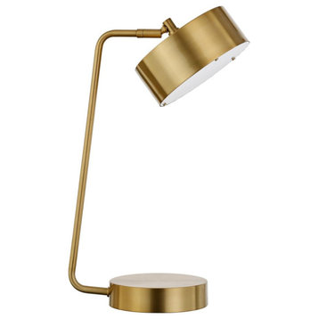 Bradburn 18.5 Tall Integrated LED Table Lamp with Metal Shade in Brass/Brass