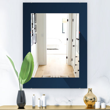 Designart Simple Blue Modern Frameless Wall Mirror, 28x40