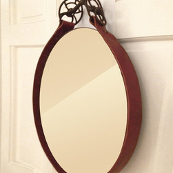 1800 Leather Equestrian Mirror with Antique Bit - Wall Mirrors