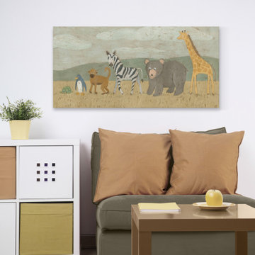 "Animals All in a Row II" Painting Print on Wrapped Canvas