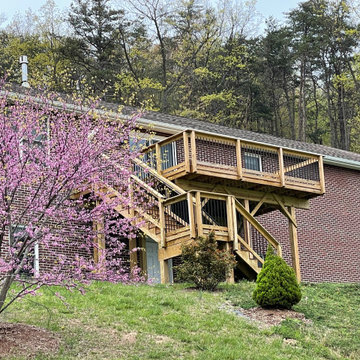 Deck stain and gutters power wash