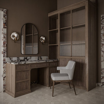 Luxury Bathroom with Calacatta Viola Marble and Brass Accents
