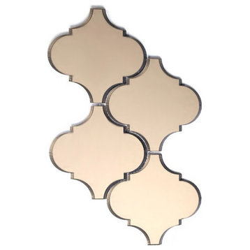Gold Glass Mirror 5.625 in x 5.625 in Arabesque Waterjet Mosaic Wall Tile