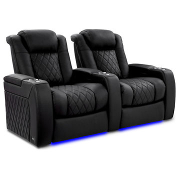 TuscanyXL Ultimate Top Grain Leather Power Recliner, Onyx, Row of 2