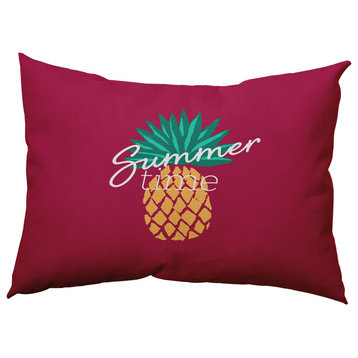 Summer Time Pineapple Polyester Indoor Pillow, Lipstick Pink, 14"x20"
