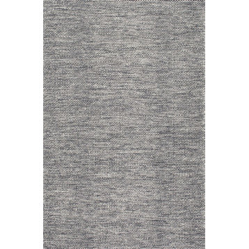 Hand-Woven Cotton Casual Solid Area Rug, Gray, 4'x6'