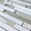 Bliss Creme Brulee Stone and Glass Linear Mosaic Tile, 4" X 6" Sample