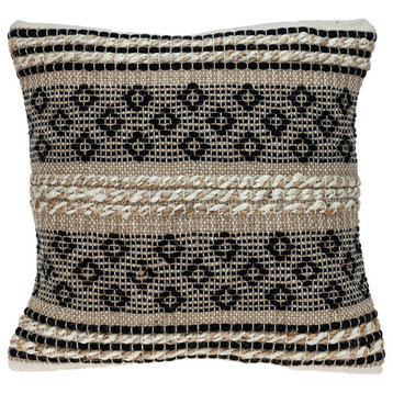 18 X 18 Brown And Black Geometric Cotton Blend Throw Pillow