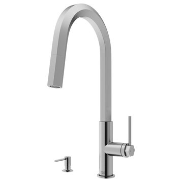 VIGO Hart Hexad Pull-Down Kitchen Faucet With Soap Dispenser, Stainless Steel
