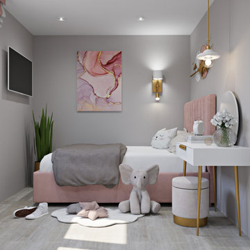 Design Project of the Living Room and Teenage Girl Room in a House
