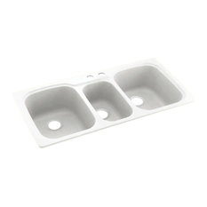 Swan 44x22x9 Solid Surface Kitchen Sink, 2-Hole, White
