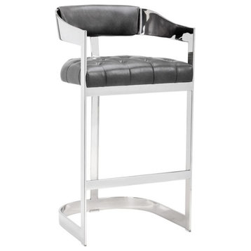 Beaumont Barstool, Stainless Steel/Cantina Magnetite